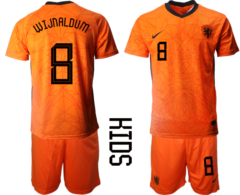 2021 European Cup Netherlands home Youth #8 soccer jerseys->youth soccer jersey->Youth Jersey